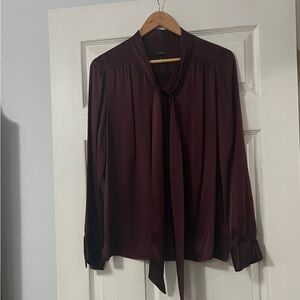 Talbots Rich Burgundy Tie-Neck Blouse